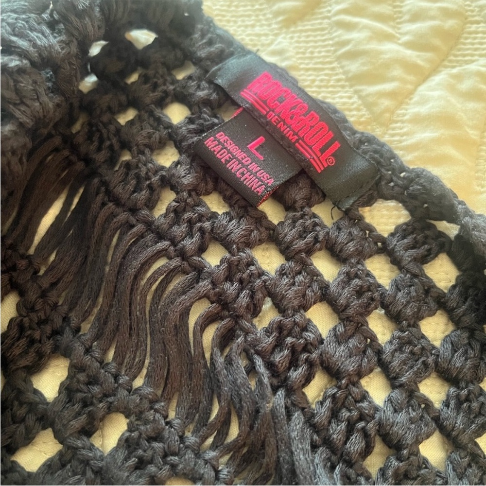 Rock&Roll Denim Bohemian Black Crochet Festival F… - image 3